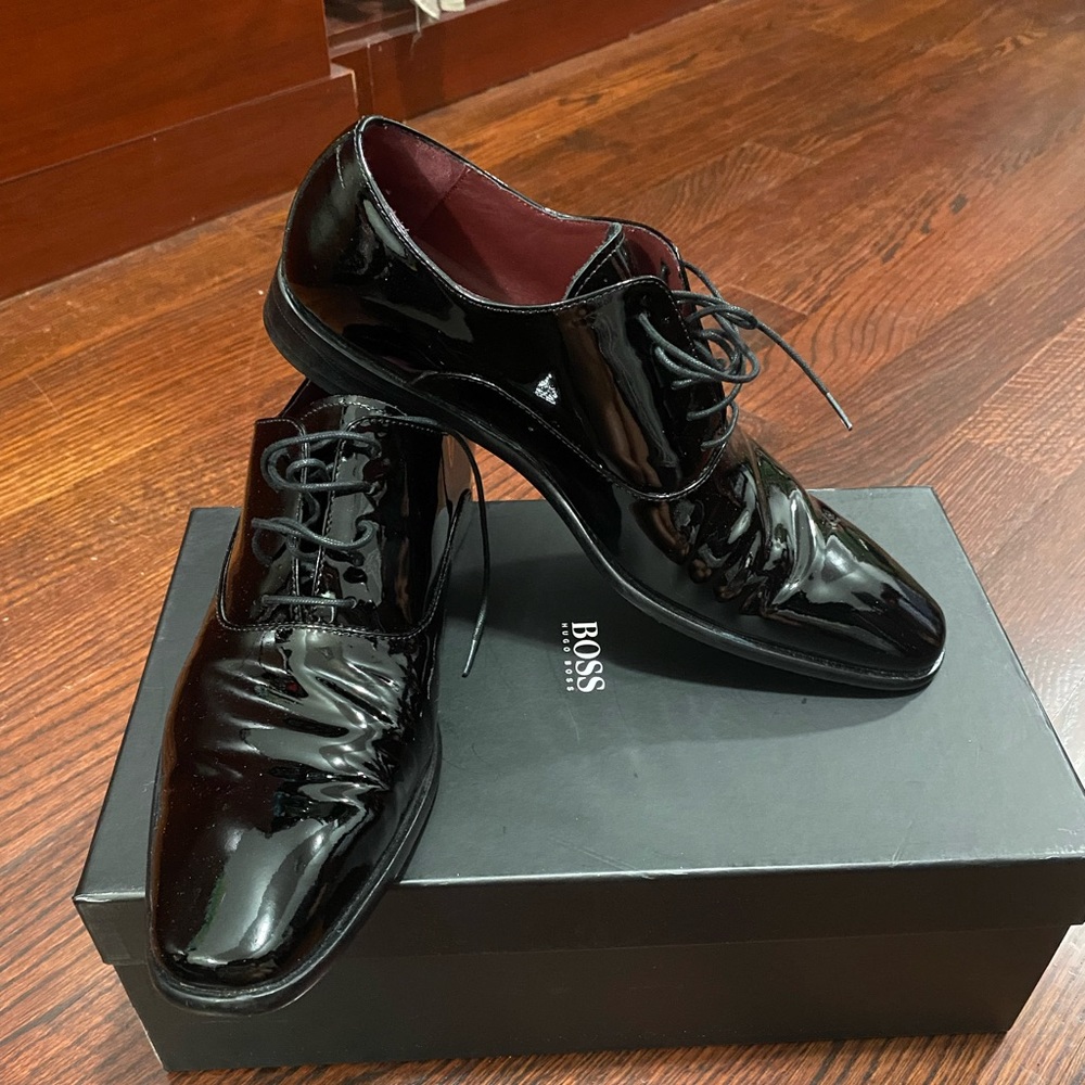Black Patent Leather Hugo Boss Dress Shoes